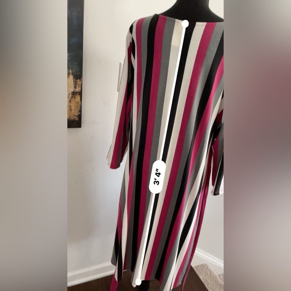 Lula Roe Wrap Dress SizeL Multi Color Striped Knit Timeless Adaptable Flattering - Picture 12 of 13